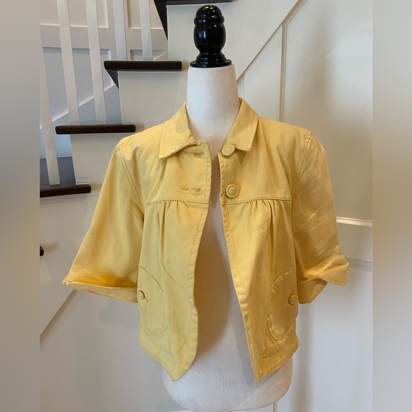 Yellow Cropped Denim Jacket - Picture 10 of 12